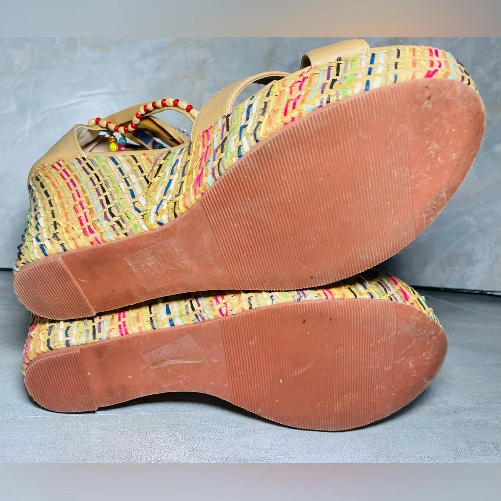 Get More Beauty Hobo Platform Wedges with Beads Across The Top‎ Size 9
